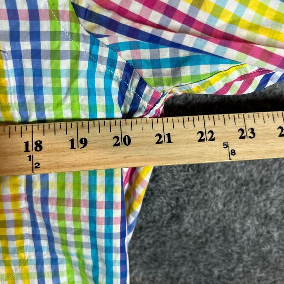 Gitman Bros Shirt Mens Medium Colorful Check Loud Formal Easter Longsleeve - Picture 5 of 7